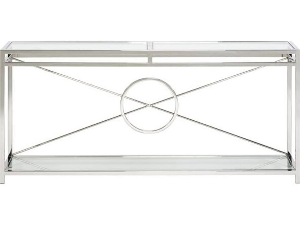 Auburn Rectangular Glass Console Table with Mirror Polished Stainless Steel