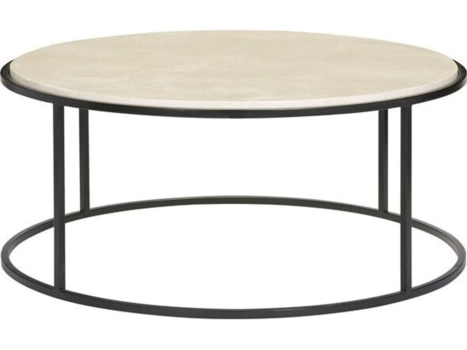 Villa Round Coffee Table in Flat Black with Marble Top