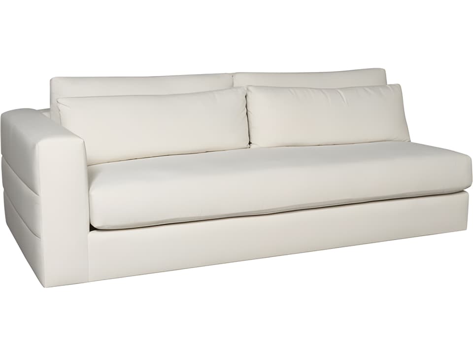 Leone Left Arm Bench Seat Sofa in Identify Ivory Fabric