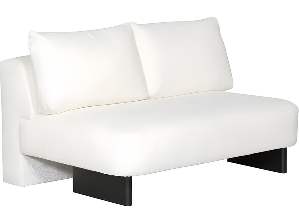 Lola Armless Loveseat in Itilia Ivory Fabric with Film Noir Finish