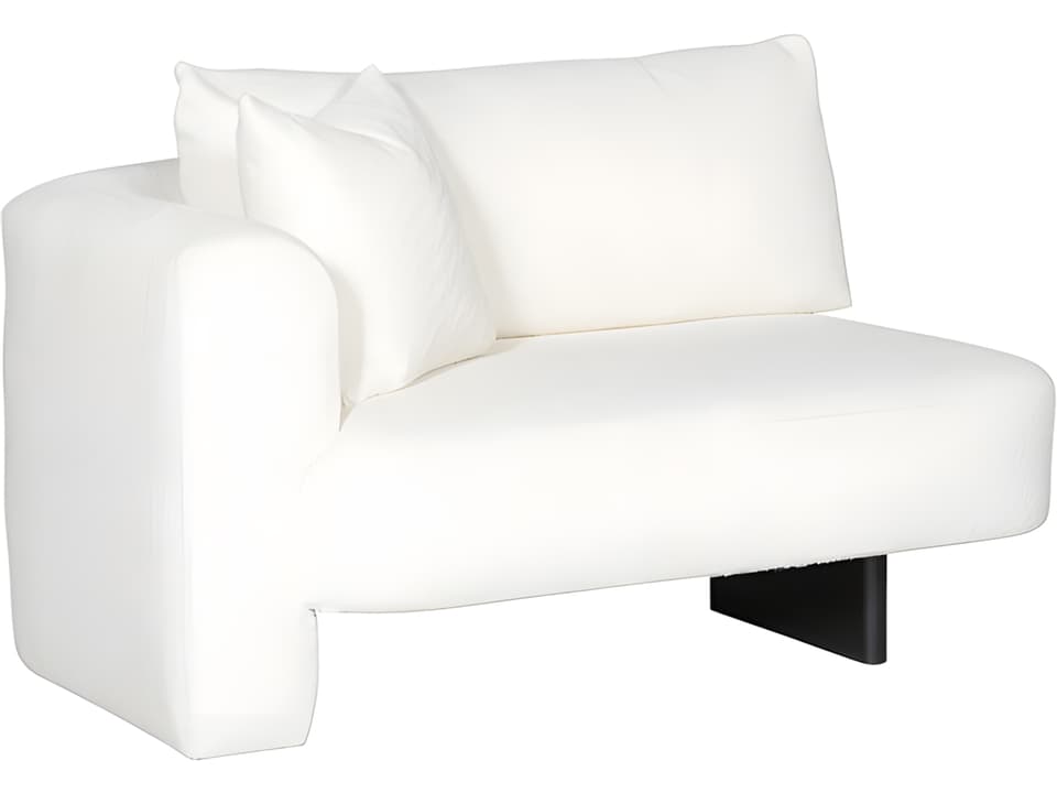 Lola Left Arm Loveseat in Itilia Ivory Fabric and Film Noir Finish
