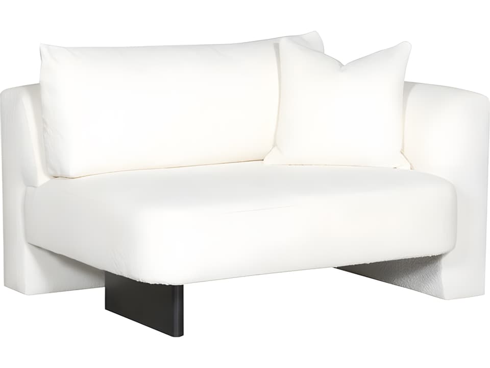 Lola Right Arm Loveseat in Itilia Ivory Fabric and Film Noir Finish