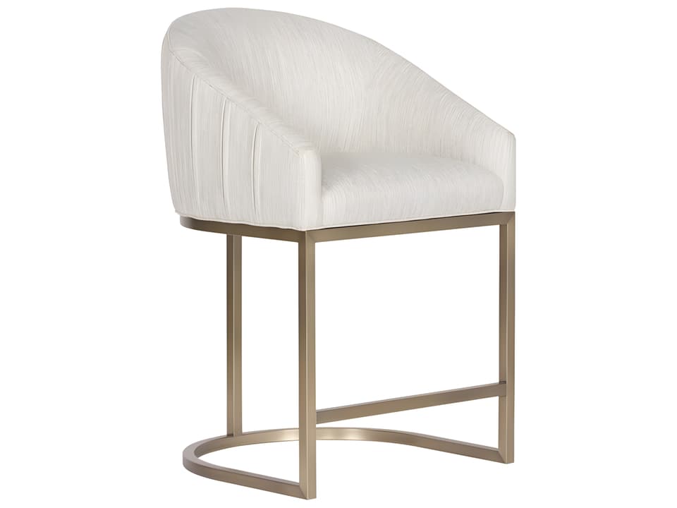 Ryder Counter Stool with Index Porcelain Fabric and Satin Brass Base