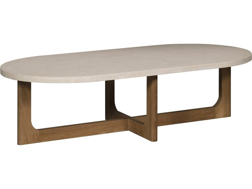 Bliss Large Cocktail Table with Teak Frame and Travertine Top