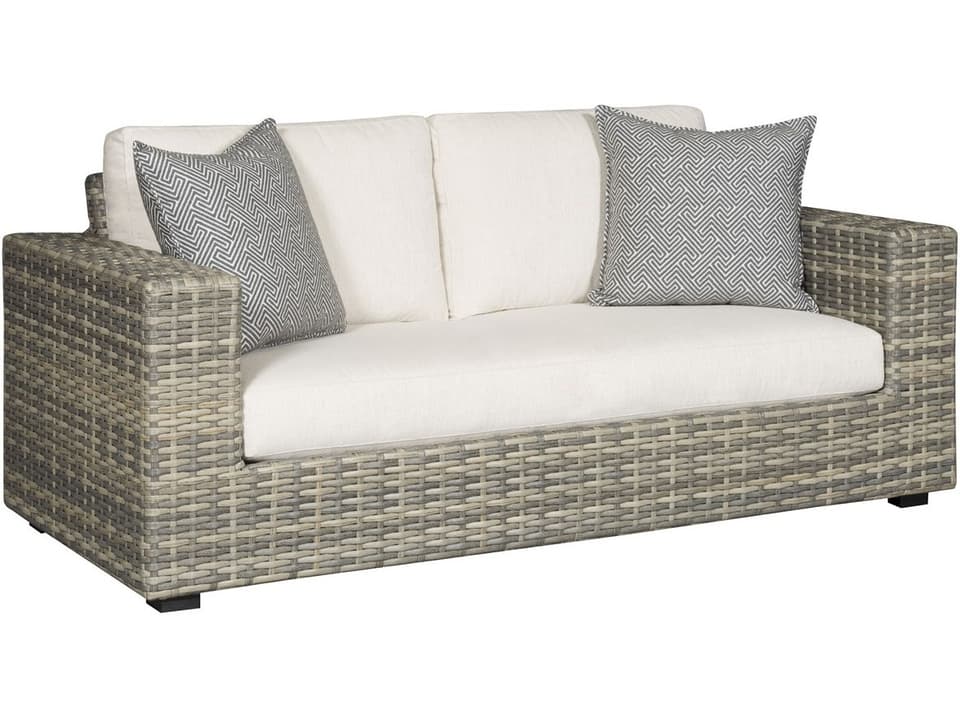 Montclair Outdoor Mid Sofa with Wicker and Cushions