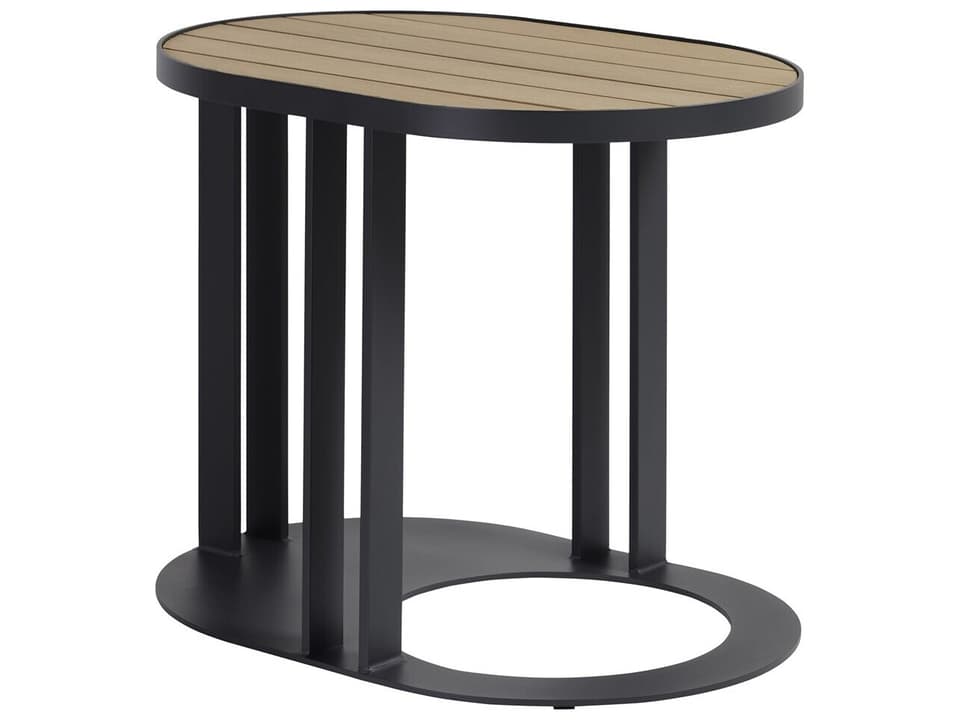 Vanguard Furniture Montecito Outdoor Accent Table Sand Synthetic Teak Top Shadow Base