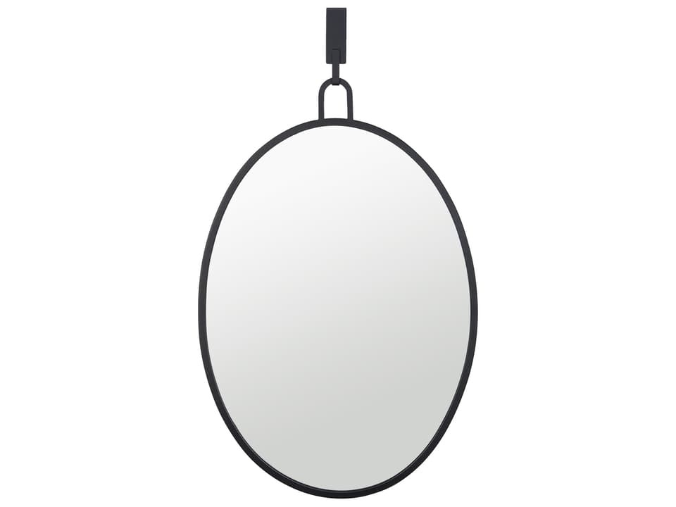 Stopwatch Oval Wall Mirror in Black