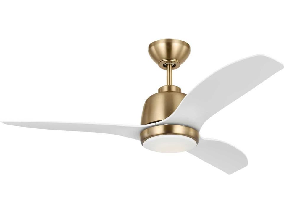 Avila 44-Inch 3-Blade Damp Rated Ceiling Fan with LED Light in Satin Brass