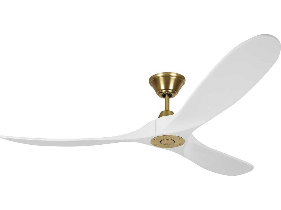 Maverick 60-Inch 3-Blade Indoor Outdoor Ceiling Fan in Burnished Brass with Matte White Blades