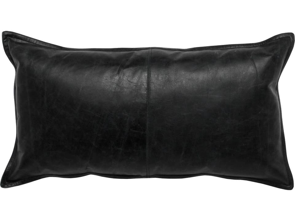 Cheyenne Black Genuine Leather Throw Pillow