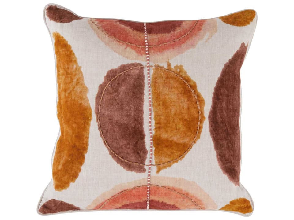 Solar Multicolor Clay Belgian Linen Throw Pillow