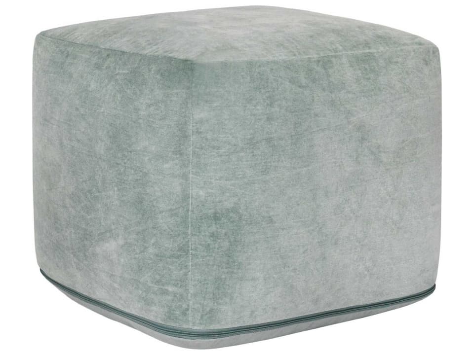 Heirloom Stonewashed Velvet Pouf in Green