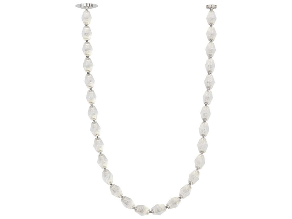 1-Light Collier LED Chandelier in Polished Nickel with Faceted Crystal