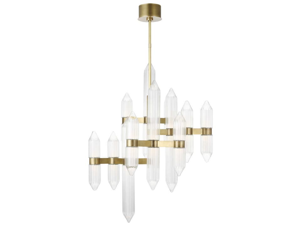 Langston Crystal LED Chandelier in Plated Brass