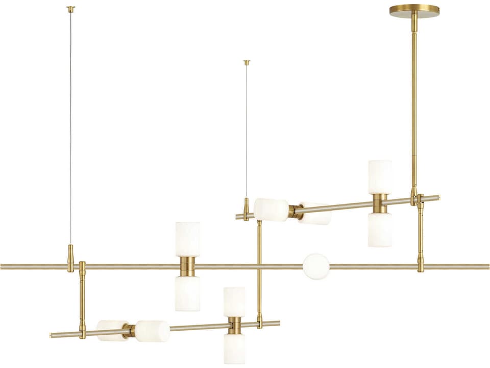 ModernRail 12-Light LED Chandelier in Aged Brass