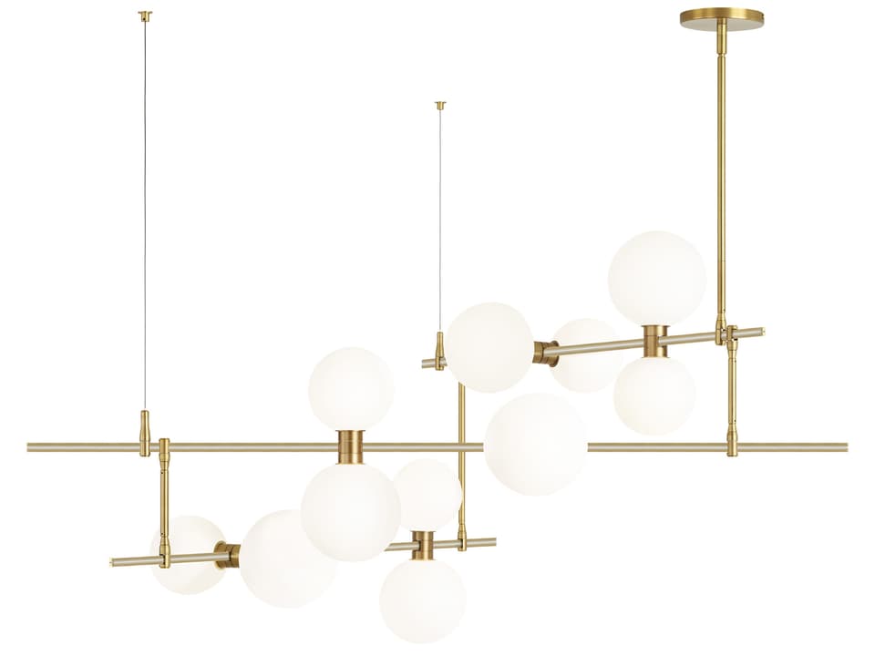 12-Light ModernRail Orb LED Chandelier in Aged Brass