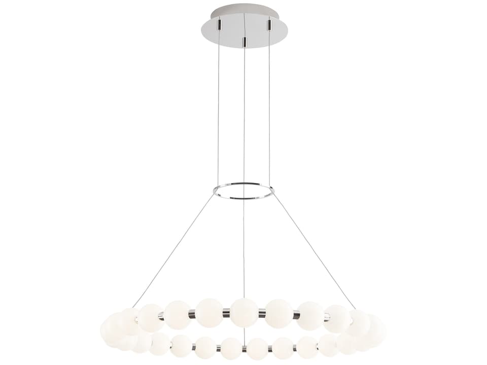 Orbet 30-Inch LED Chandelier in Polished Nickel with Milk Glass