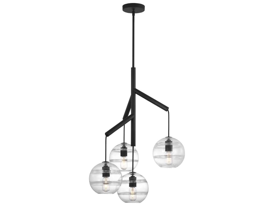 Sedona 4-Light Chandelier in Nightshade Black with Clear Glass
