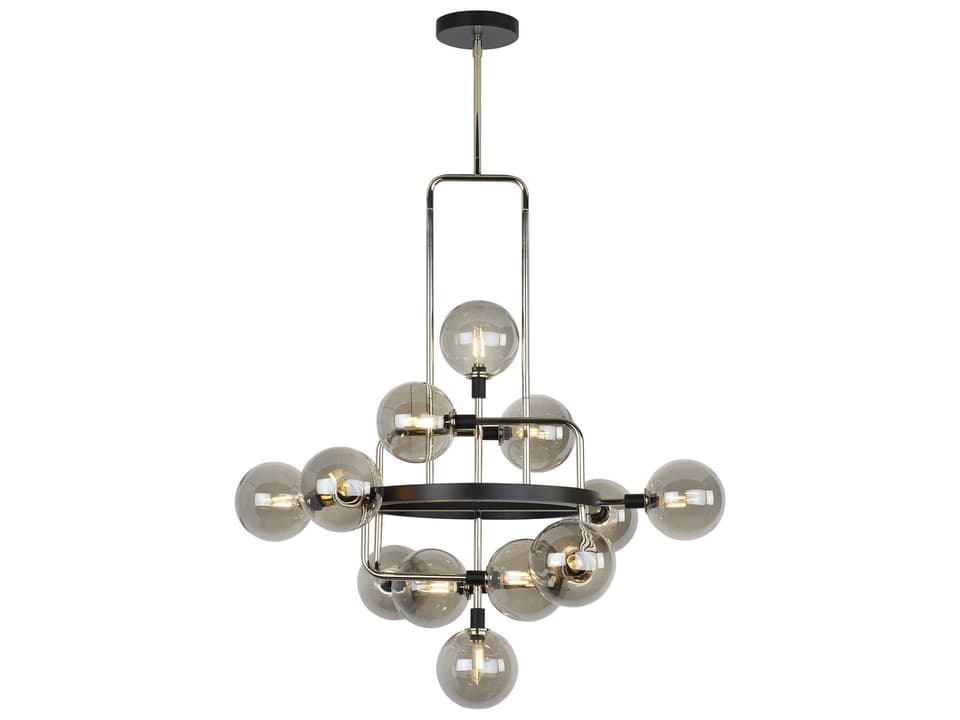 12-Light Viaggio Chandelier in Smoke and Polished Nickel