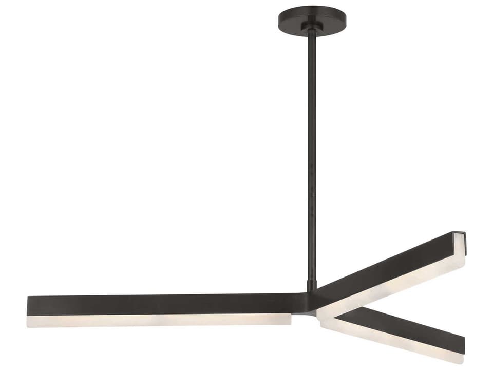 Linea 3-Light LED Linear Chandelier in Bronze with Alabaster