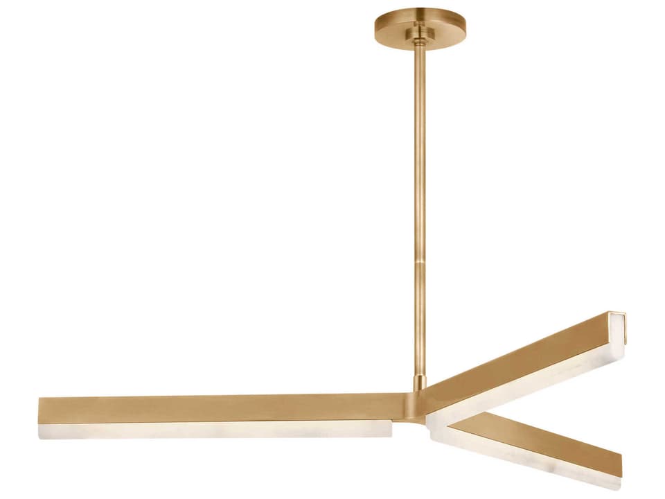 Linea 3-Light Linear Chandelier in Hand Rubbed Antique Brass and Alabaster