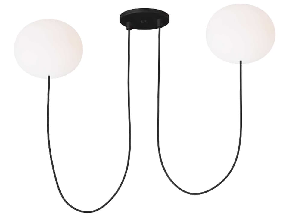 Helium 2-Light LED Chandelier in Matte Black with Opal Etched Glass