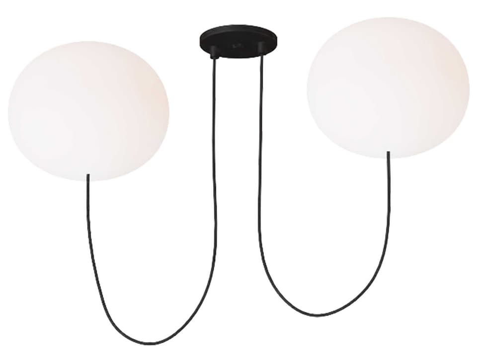 Helium 2-Light Chandelier in Matte Black with Opal Etched Glass