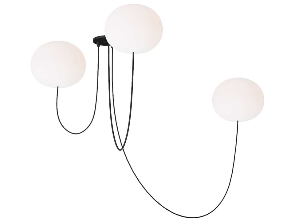 Helium 3-Light LED Chandelier in Matte Black with Opal Etched Glass
