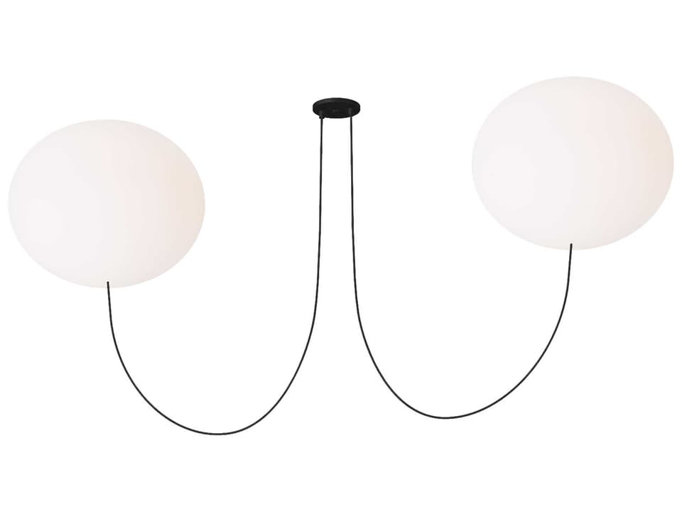 Helium 2-Light LED Chandelier in Matte Black with Opal Etched Globes