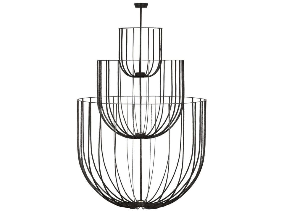 4-Light Sanchi Three-Tier Chandelier in Aged Iron
