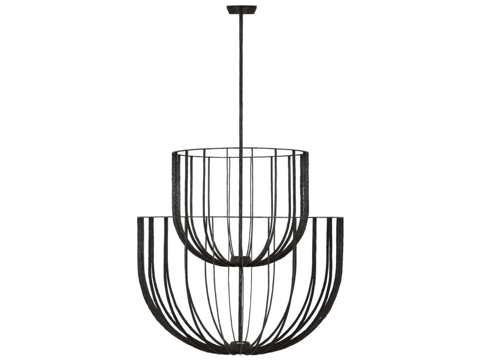 Sanchi Large Two-Tier LED Chandelier in Aged Iron