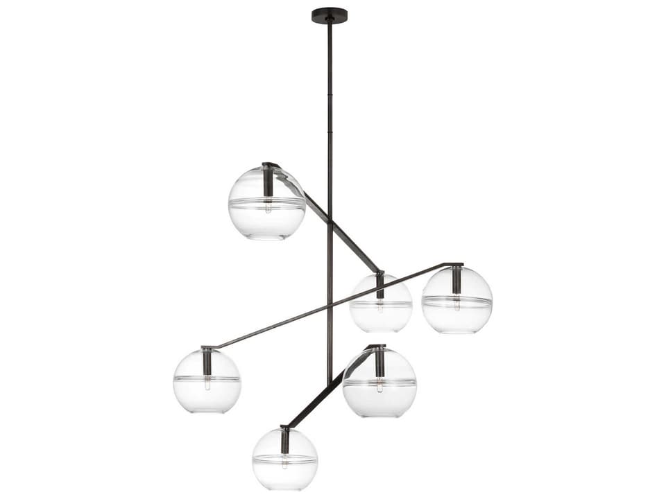 Lowing 6-Light Chandelier Blackened Forged with Clear Glass