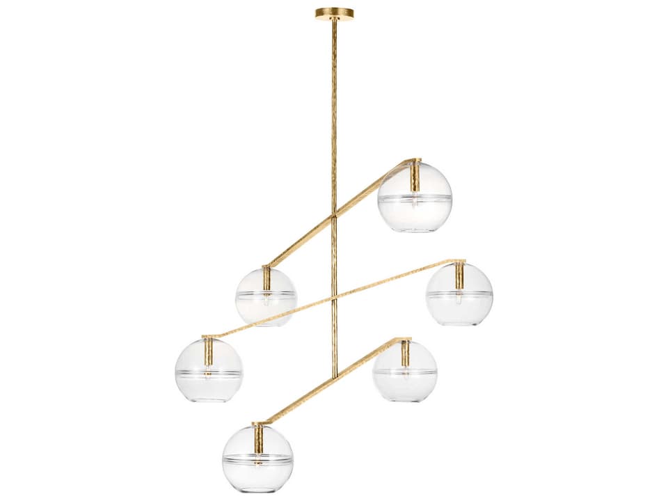 6-Light Lowing Chandelier Polished Antique Brass