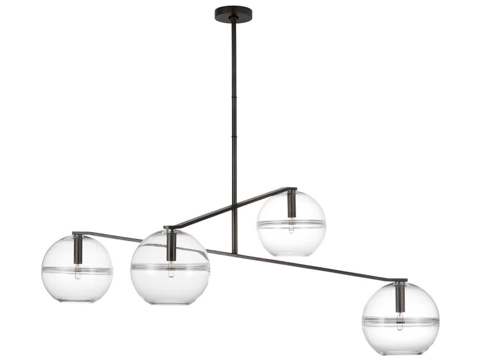 4-Light Lowing Chandelier in Blackened Forged