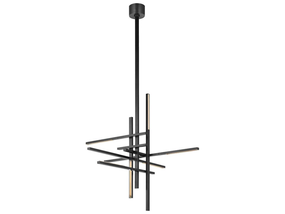 Cityscape 6-Light Bronze LED Chandelier with Crystal Shades