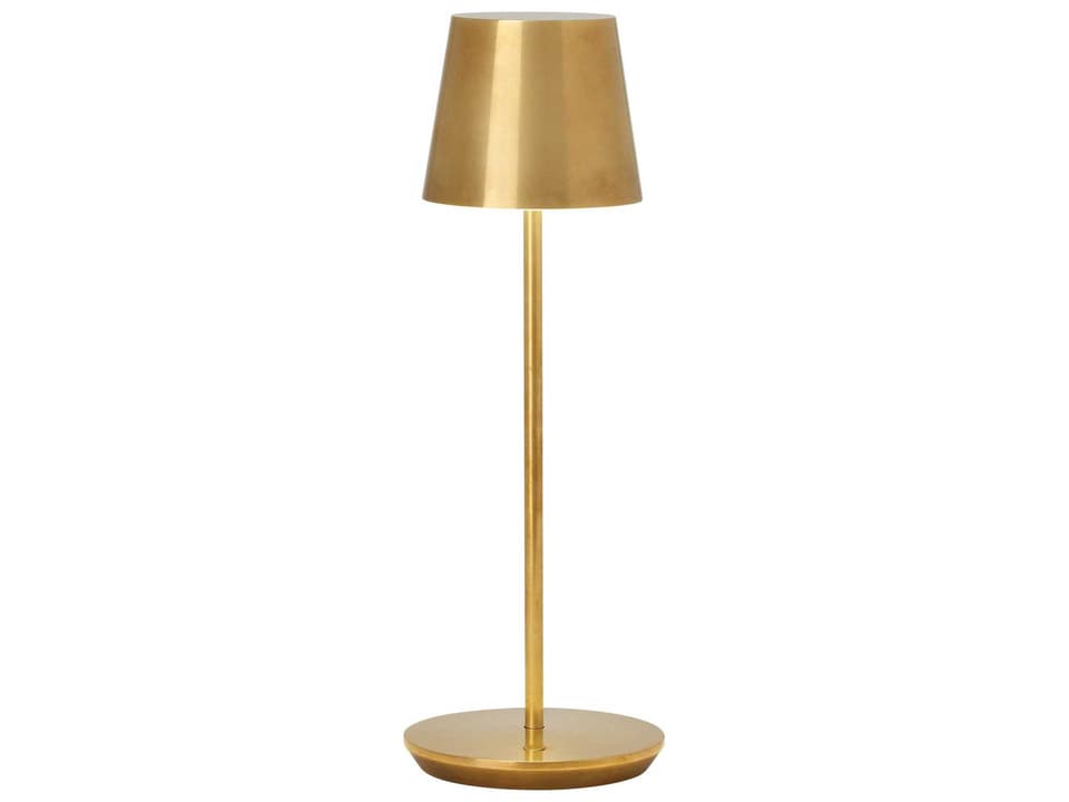 Nevis 14.6 Inch Rechargeable LED Table Lamp in Natural Brass