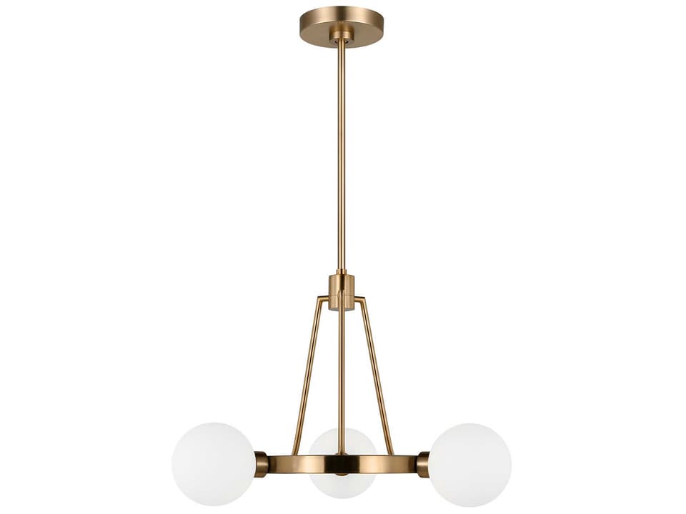 3-Light Clybourn Chandelier in Satin Brass with Milk Glass