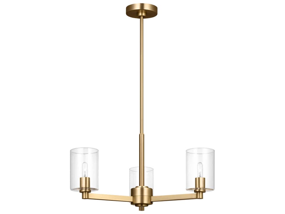 3-Light Fullton Chandelier in Satin Brass Modern