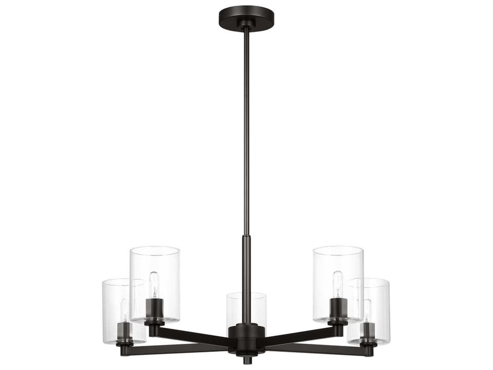 Fullton 5-Light Chandelier in Midnight Black with Clear Shade