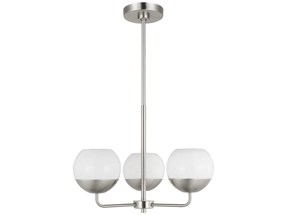 Alvin 3-Light Mid-Century Modern Chandelier in Brushed Nickel