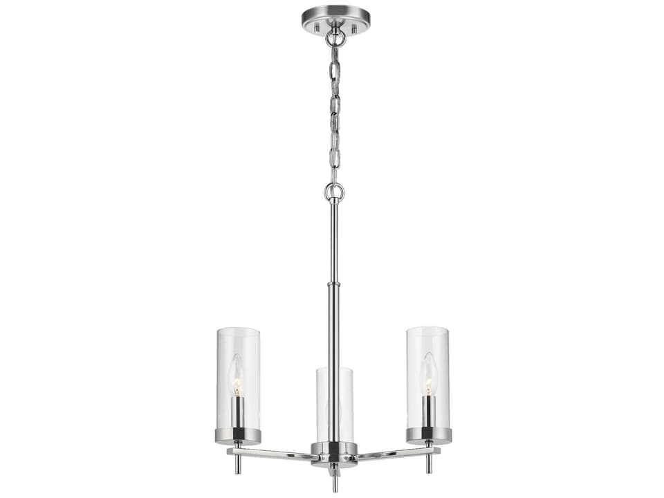 3-Light Zire Chandelier in Chrome with Clear Glass