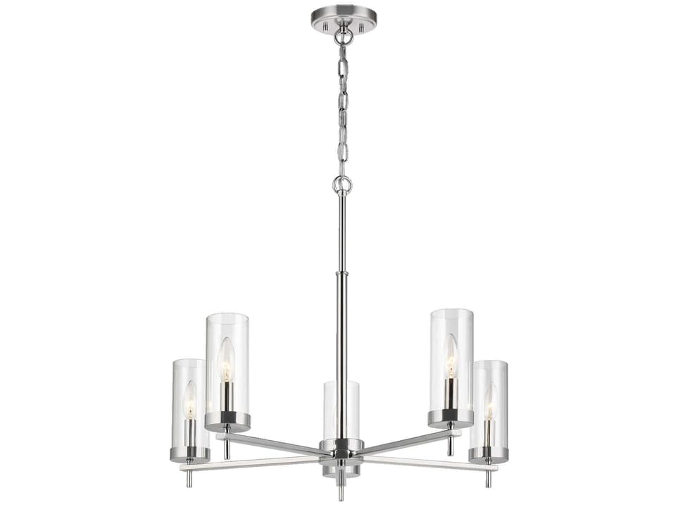 Zire 5-Light Chandelier in Chrome with Clear Glass