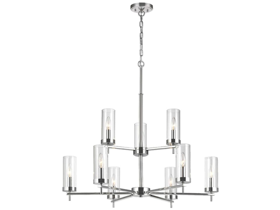 9-Light Zire Chandelier in Chrome with Clear Glass