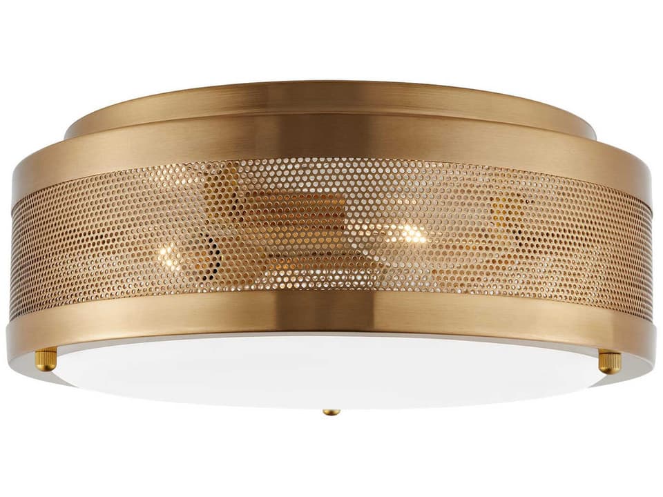 Vander 3-Light Flush Mount Ceiling Light in Satin Brass