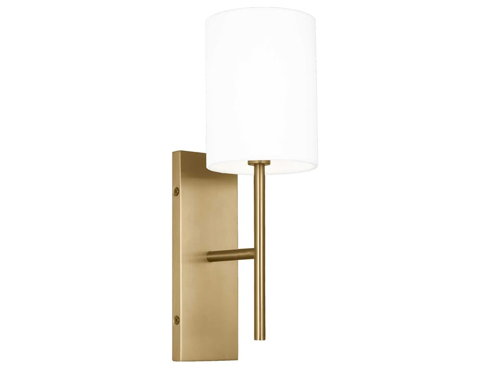 Key 1-Light Wall Sconce in Burnished Brass with White Linen Shade