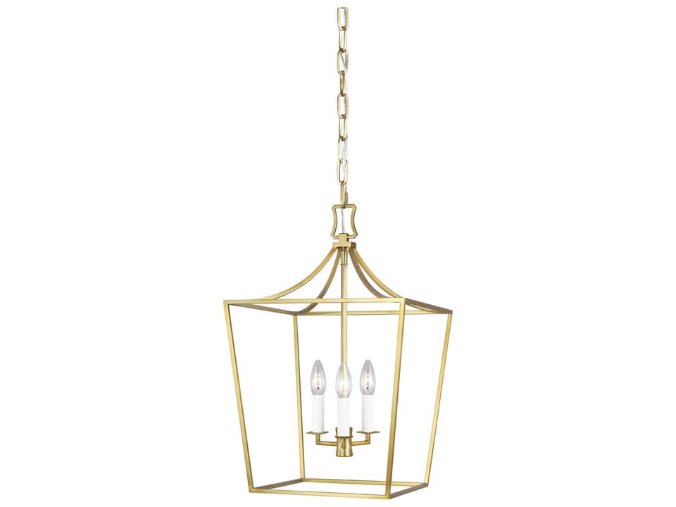 Southold 3-Light Lantern Pendant Light in Burnished Brass