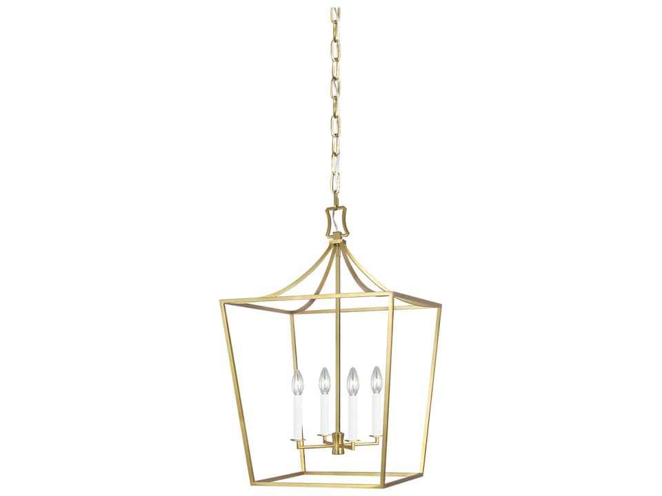 4-Light Southold Lantern Chandelier in Burnished Brass