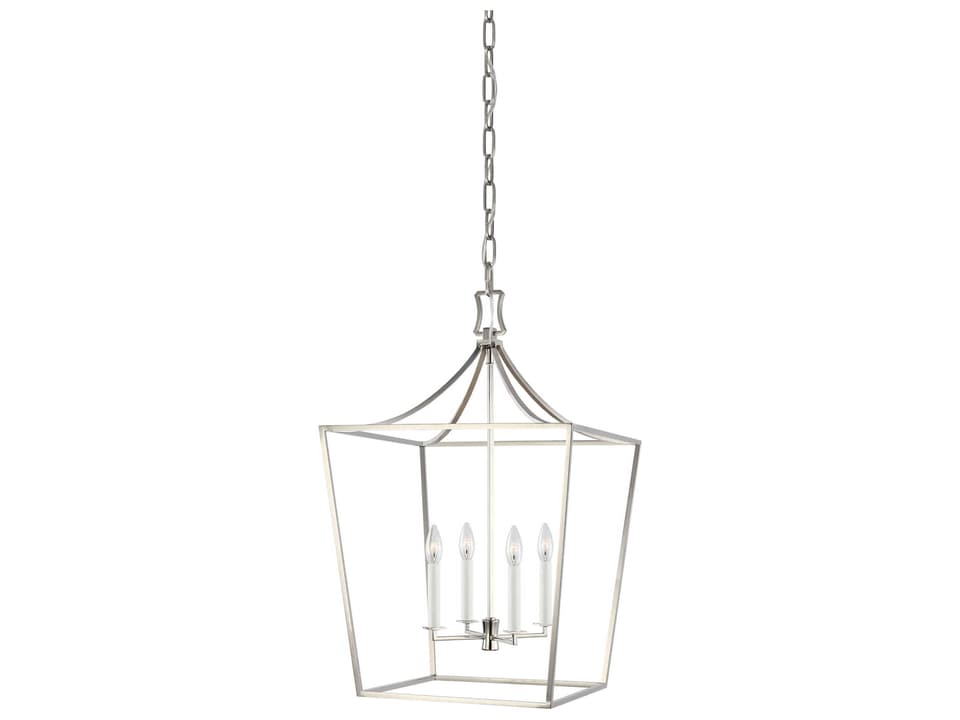 4-Light Southold Lantern Chandelier in Polished Nickel