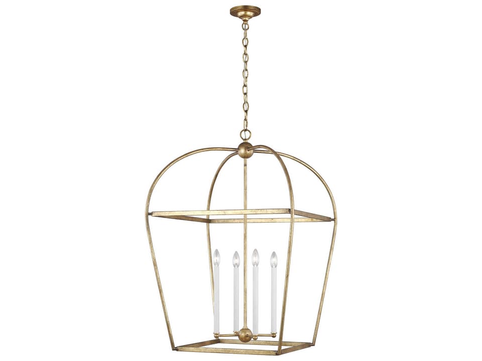 4-Light Stonington Lantern Chandelier in Antique Gild