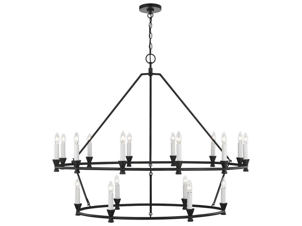 18-Light Keystone Chandelier in Aged Iron